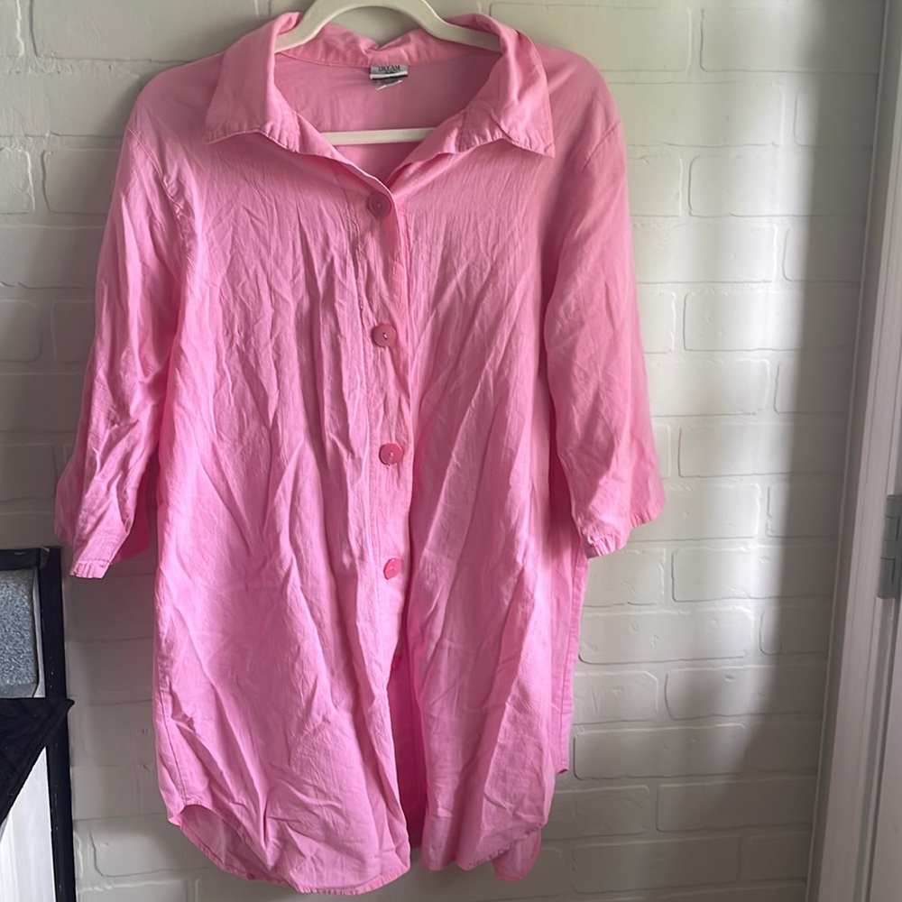 Pink Linen Blend Dress- Medium